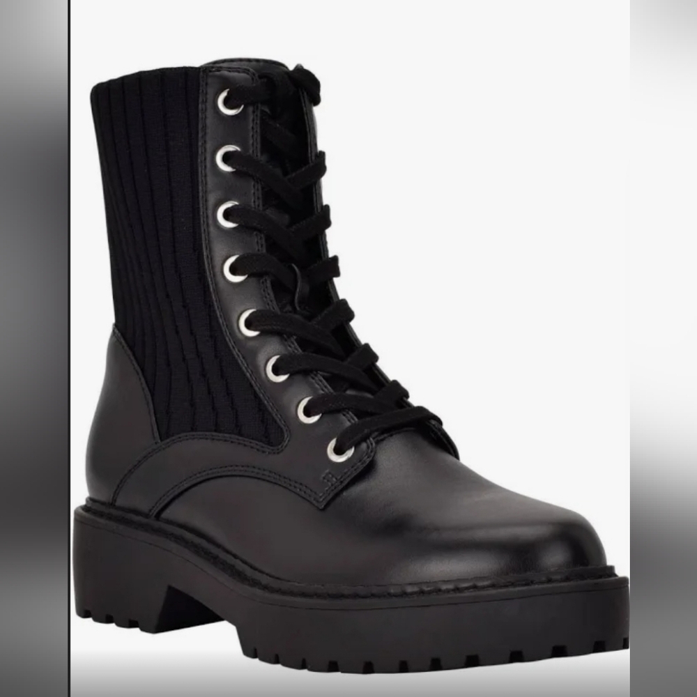 Calvin Klein Faux Leather Combat Boots